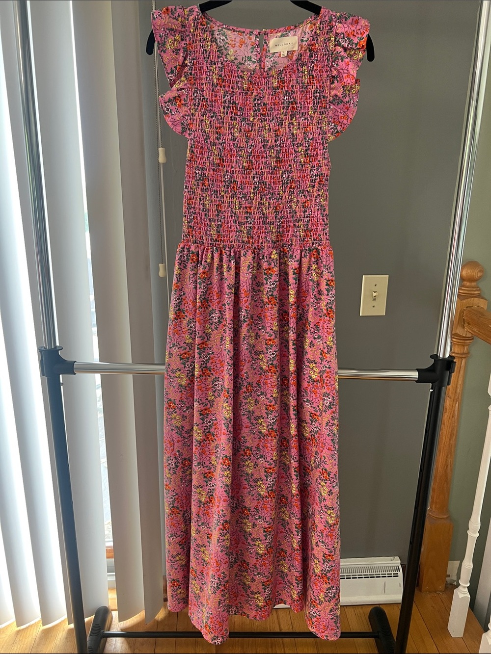 MELLODAY Pink Floral Smocked Maxi Dress for Kids